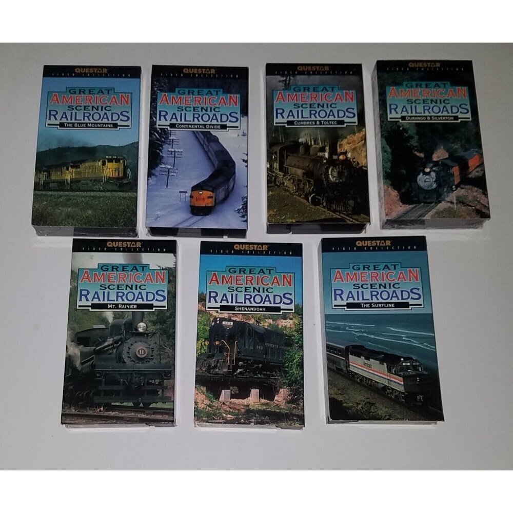 7 VHS Tapes Great American Scenic Railroads Lot Surfline Shenandoah Mt Ranier